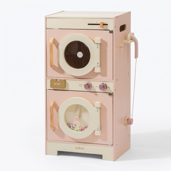 Machine à laver enfant en bois – Collection rose – fond blanc