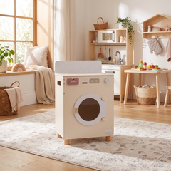Machine à laver enfant en bois – Collection blanc – ambiance intérieur