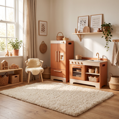 Réfrigérateur enfant en bois – Collection orange – ambiance intérieur