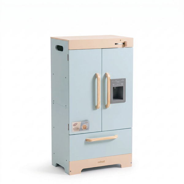 Réfrigérateur enfant en bois – Collection bleu – fond blanc