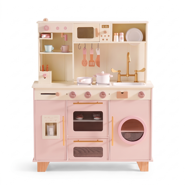 Cuisine de pâtisserie enfant en bois – Rose – fond blanc
