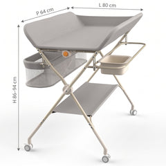 Table à langer bébé pliante – Roulettes et paniers de rangement – dimensions