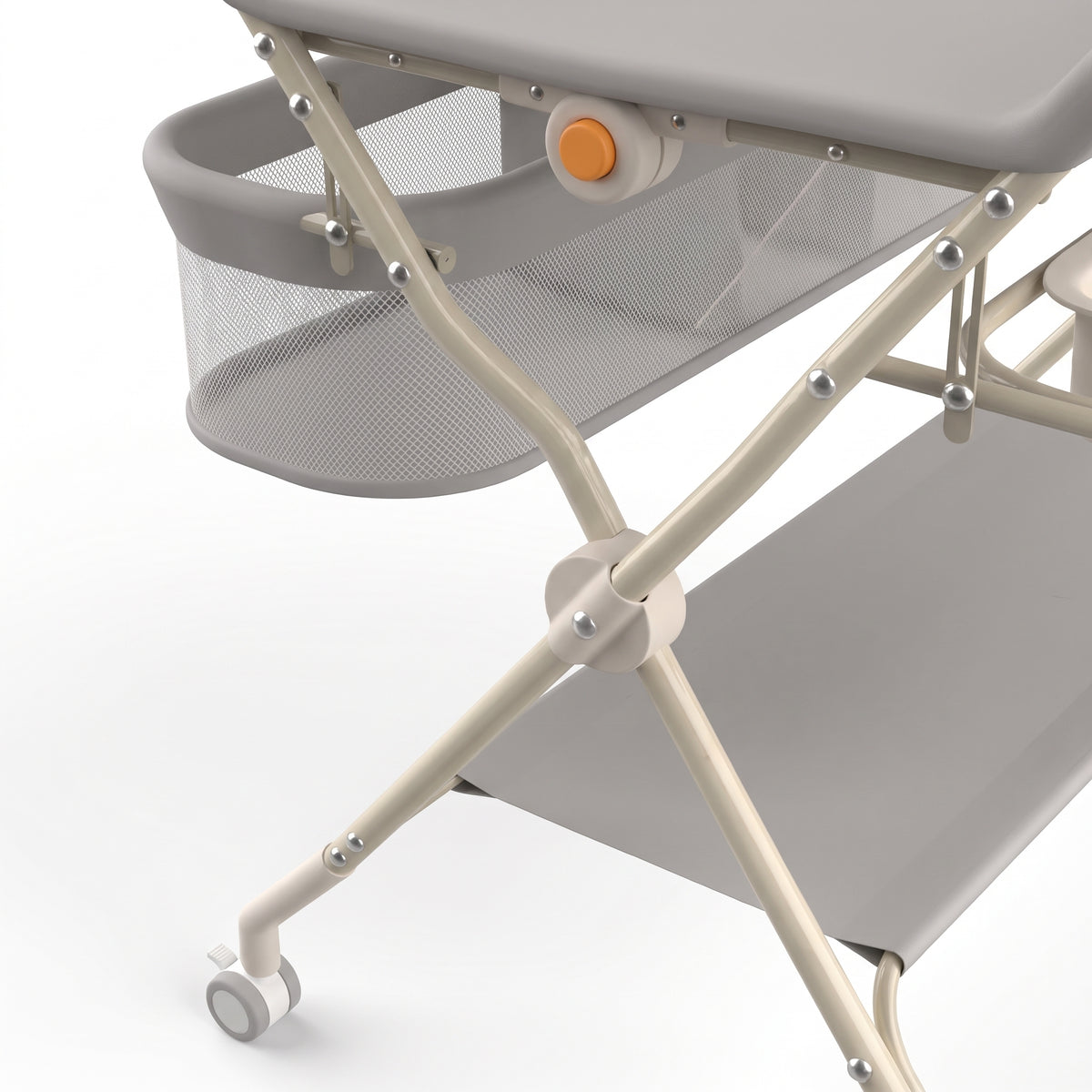 Table à langer bébé pliante – Roulettes et paniers de rangement – finition