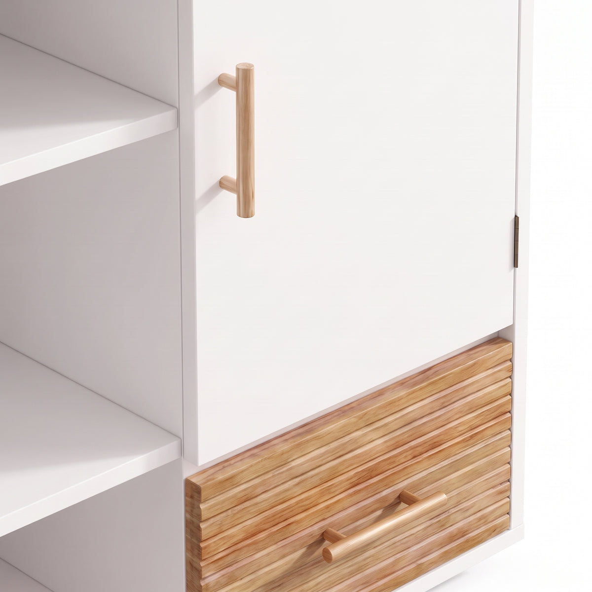 Table à langer bébé – Meuble 2 portes, 2 tiroirs et plan amovible – finition