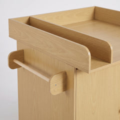 Table à langer bois naturel porte, étagères et tiroir – détail