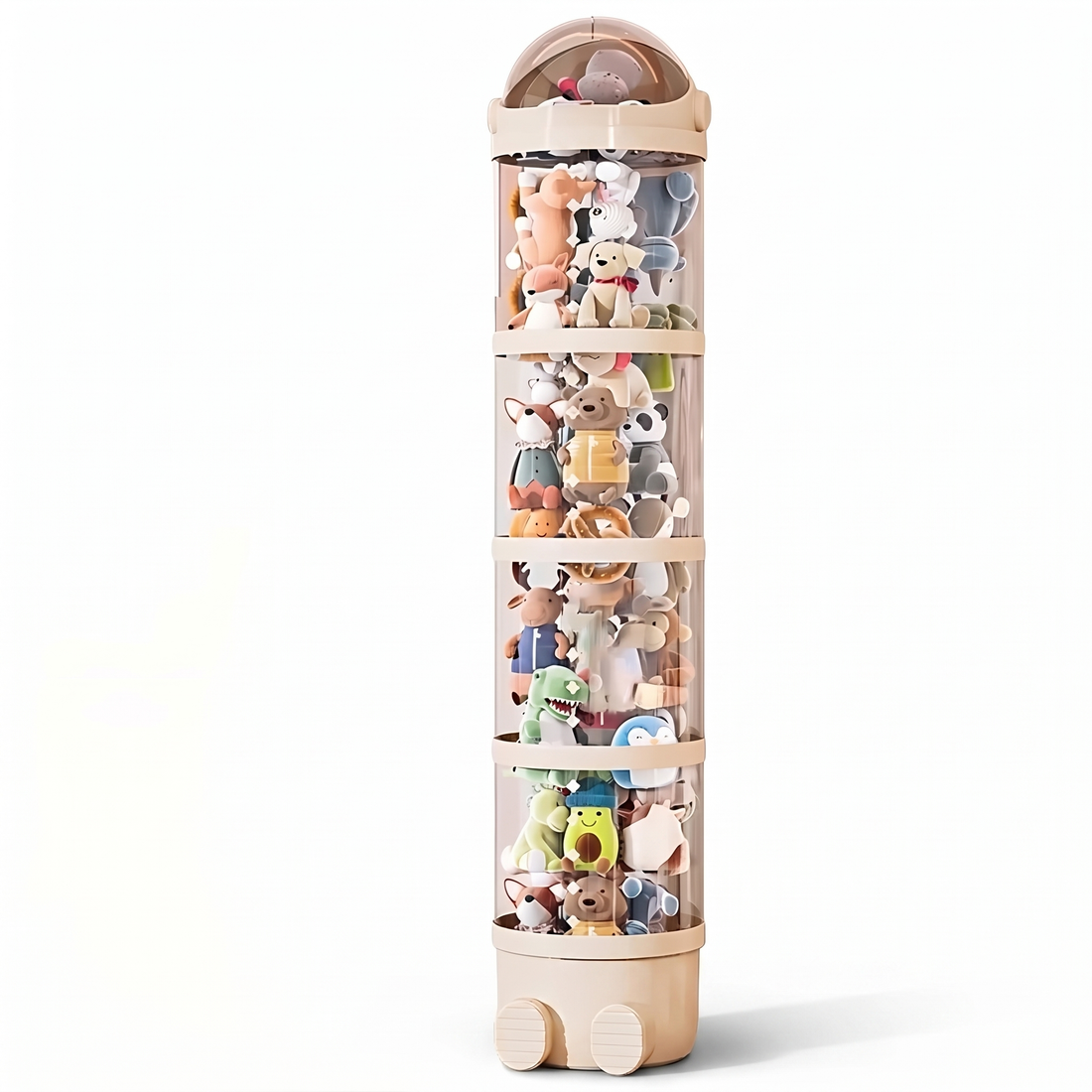 Colonne de rangement peluches – Tube transparent sur roulettes