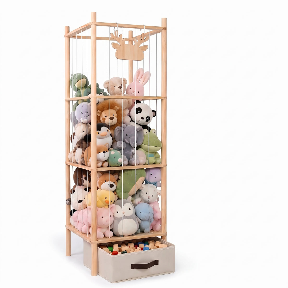 Rangement peluches en bois de pin