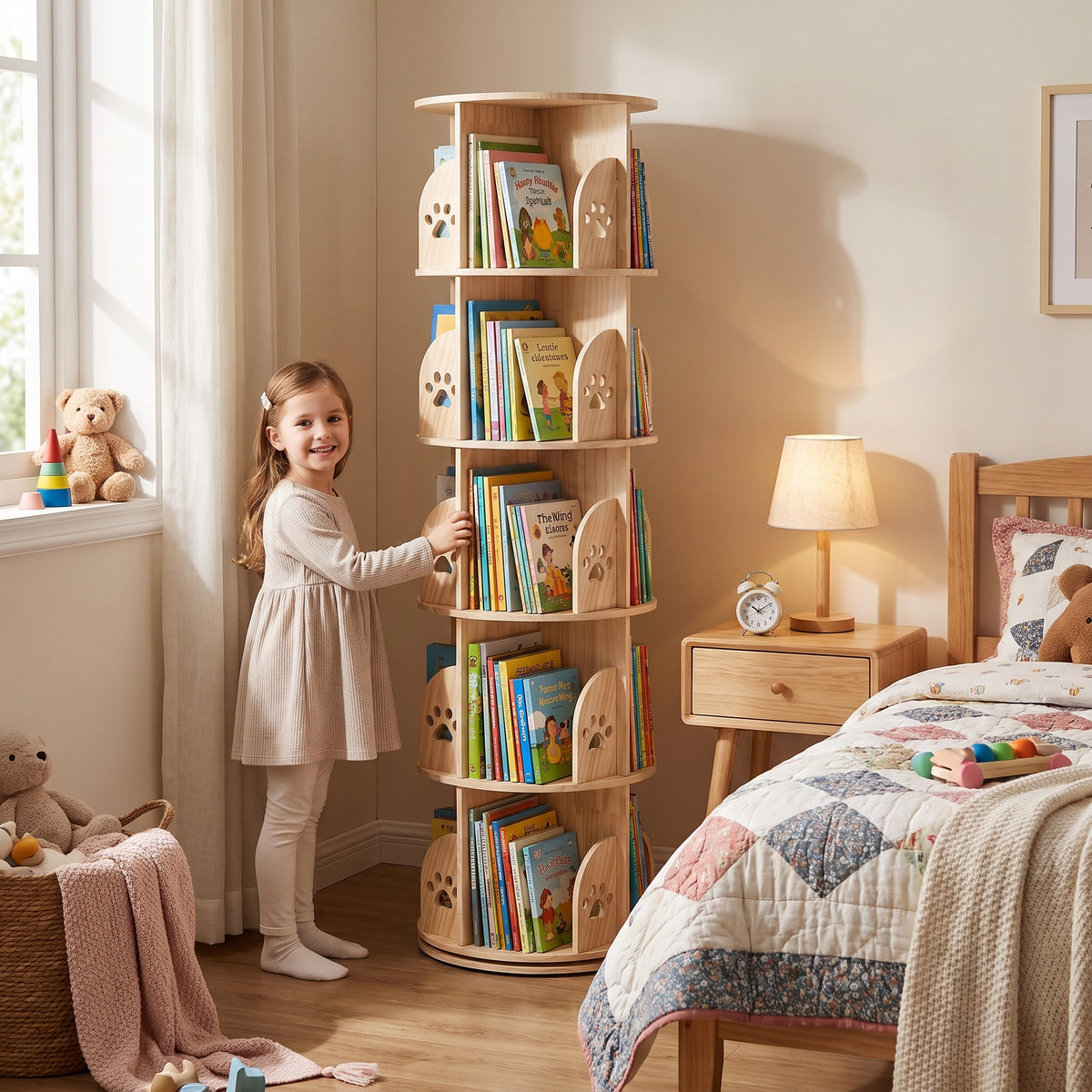 Enfant tournant la bibliothèque pour choisir un livre