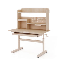 Bureau enfant réglable naturel sur fond blanc
