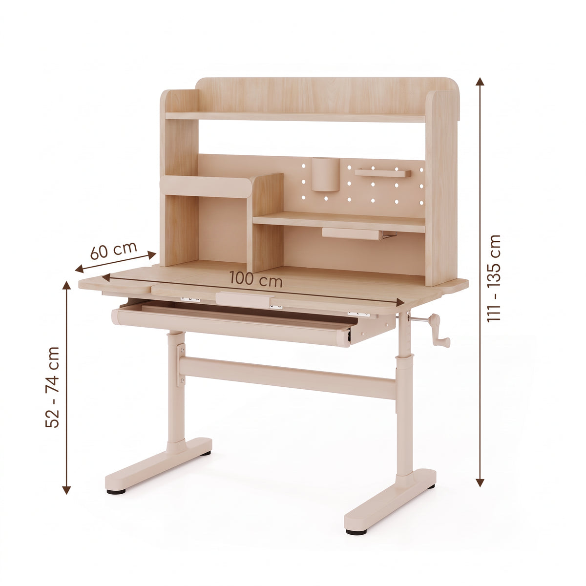 Dimensions du bureau enfant réglable