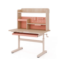 Bureau enfant réglable rose sur fond blanc