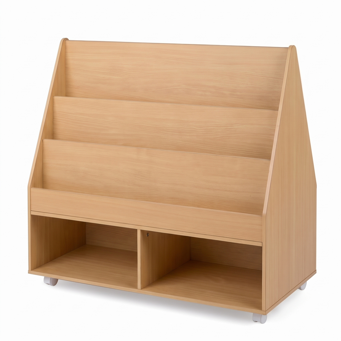 Bibliothèque enfant – 3 niveaux et 2 bacs, naturel