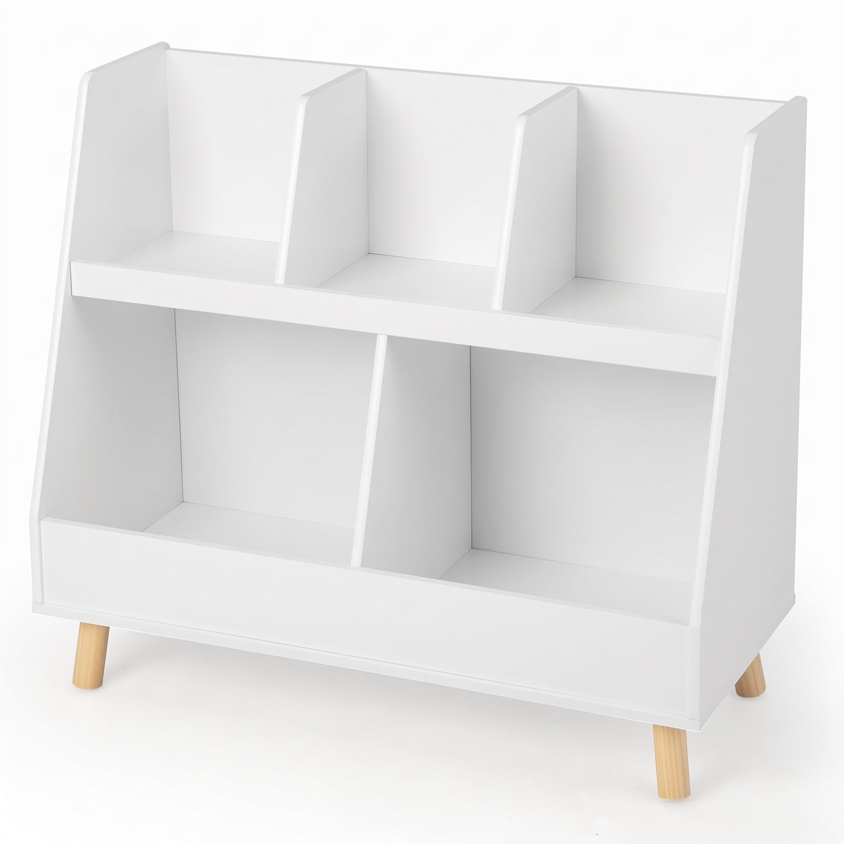 Bibliothèque enfant 5 compartiments blanche sur fond blanc