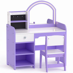 Coiffeuse enfant violette sur fond blanc