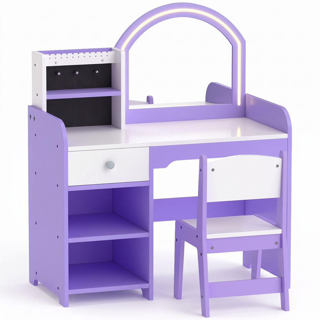 Coiffeuse enfant – Miroir lumineux bicolore, violet