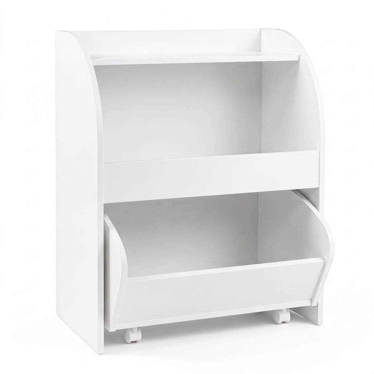 Bibliothèque Montessori enfant blanche sur fond blanc