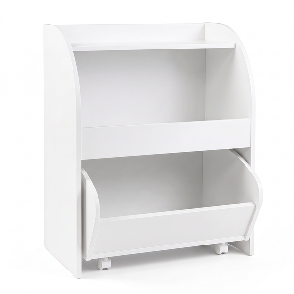 Bibliothèque Montessori enfant blanche sur fond blanc