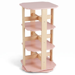 Bibliothèque tournante enfant 3 niveaux rose sur fond blanc