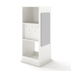 Bibliothèque tournante enfant blanche avec miroir sur fond blanc