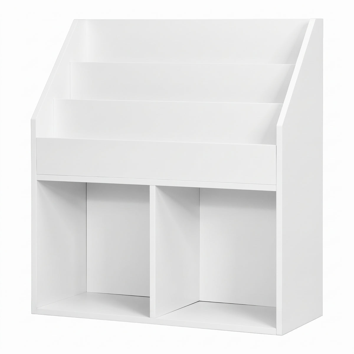Bibliothèque enfant 3 compartiments blanche sur fond blanc