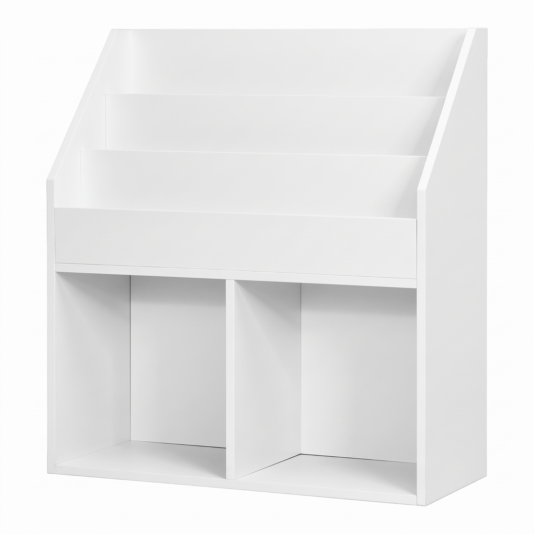 Bibliothèque enfant – 3 compartiments et 2 cubes, blanc