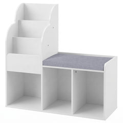 Bibliothèque banc enfant 2 en 1 blanche sur fond blanc