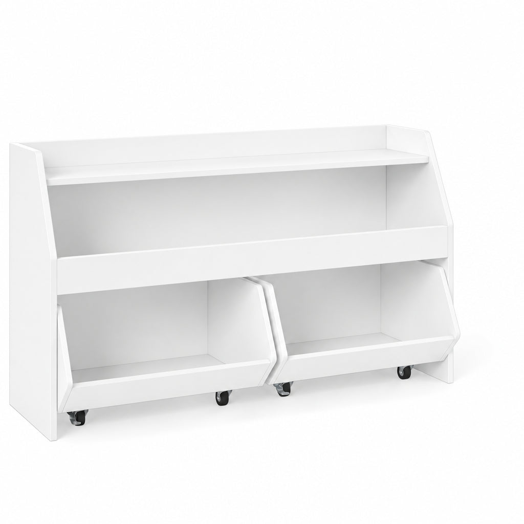Bibliothèque enfant 2 bacs blanche sur fond blanc