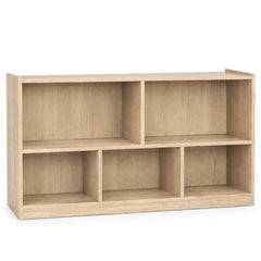 Bibliothèque enfant 5 compartiments naturel sur fond blanc