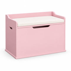 Coffre à jouets banc rose sur fond blanc
