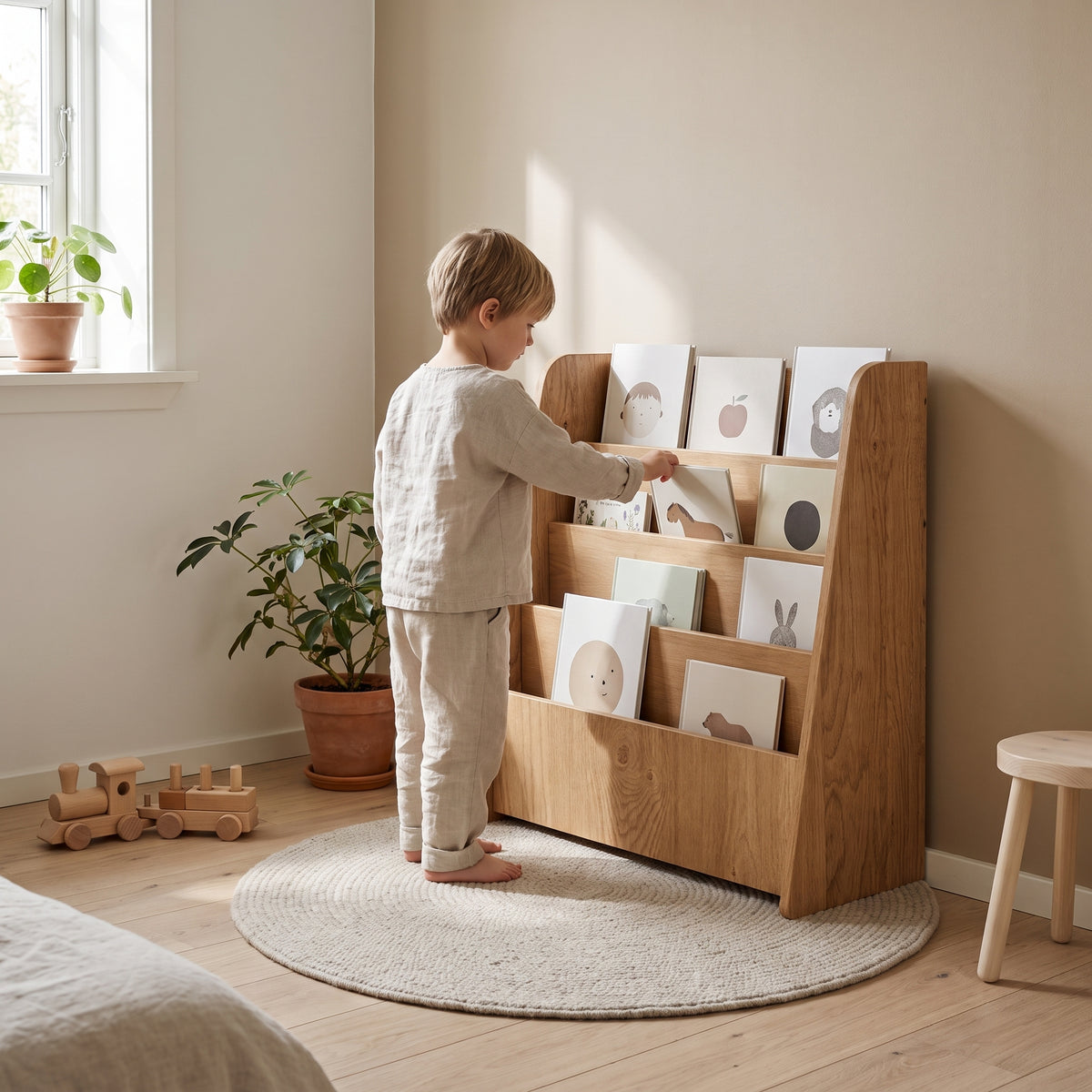 Bibliothèque frontale enfant avec un enfant