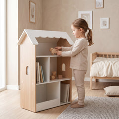 Bibliothèque cabane enfant blanche avec un enfant