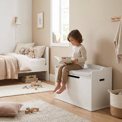Coffre à jouets banc avec un enfant