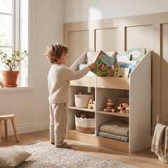 Étagère enfant 4 cubes blanche avec un enfant