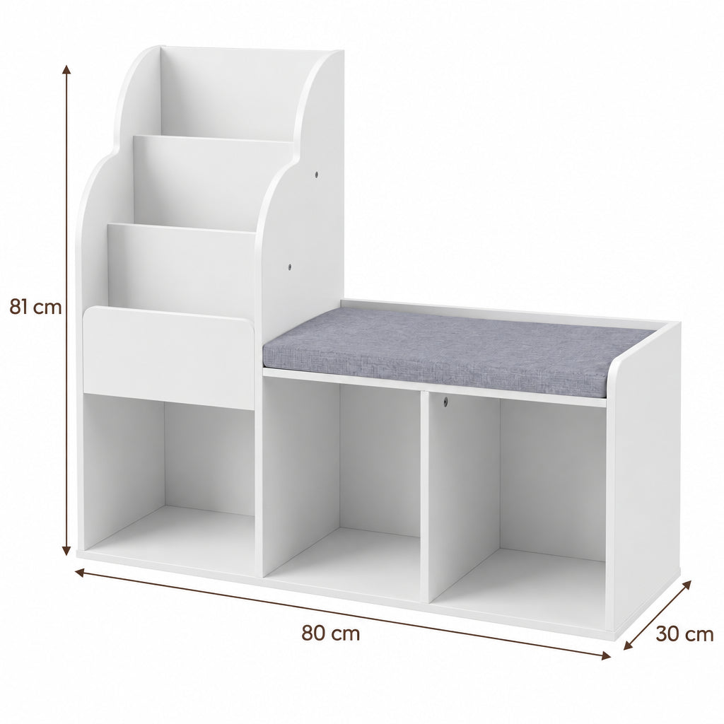 Dimensions – Bibliothèque banc enfant 2 en 1