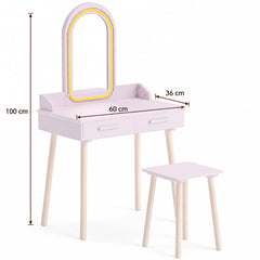 Dimensions – Coiffeuse enfant en bois rose