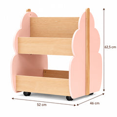 Dimensions – Bibliothèque enfant sur roulettes 2 niveaux
