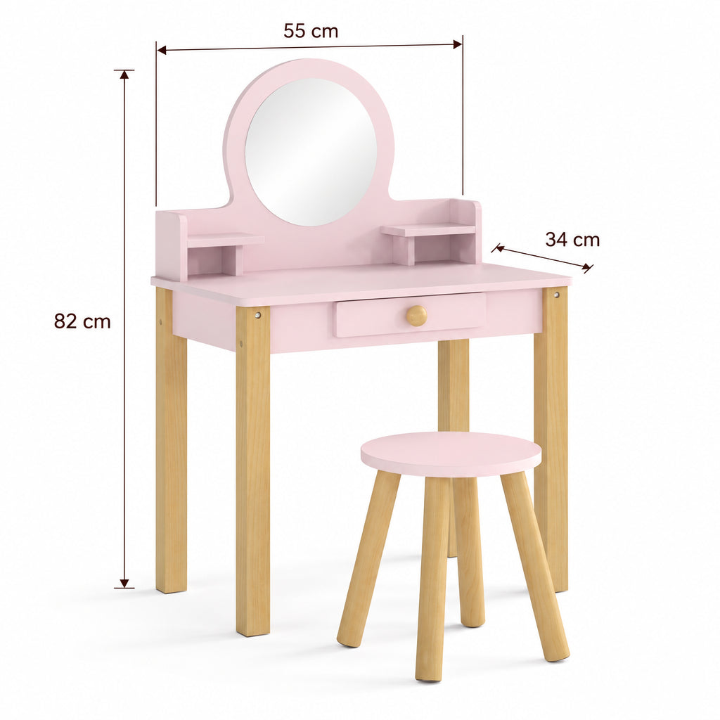 Dimensions – Coiffeuse enfant en bois