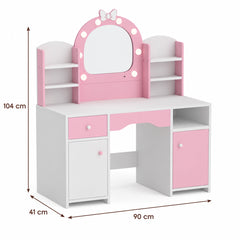 Dimensions – Coiffeuse enfant miroir lumineux rose