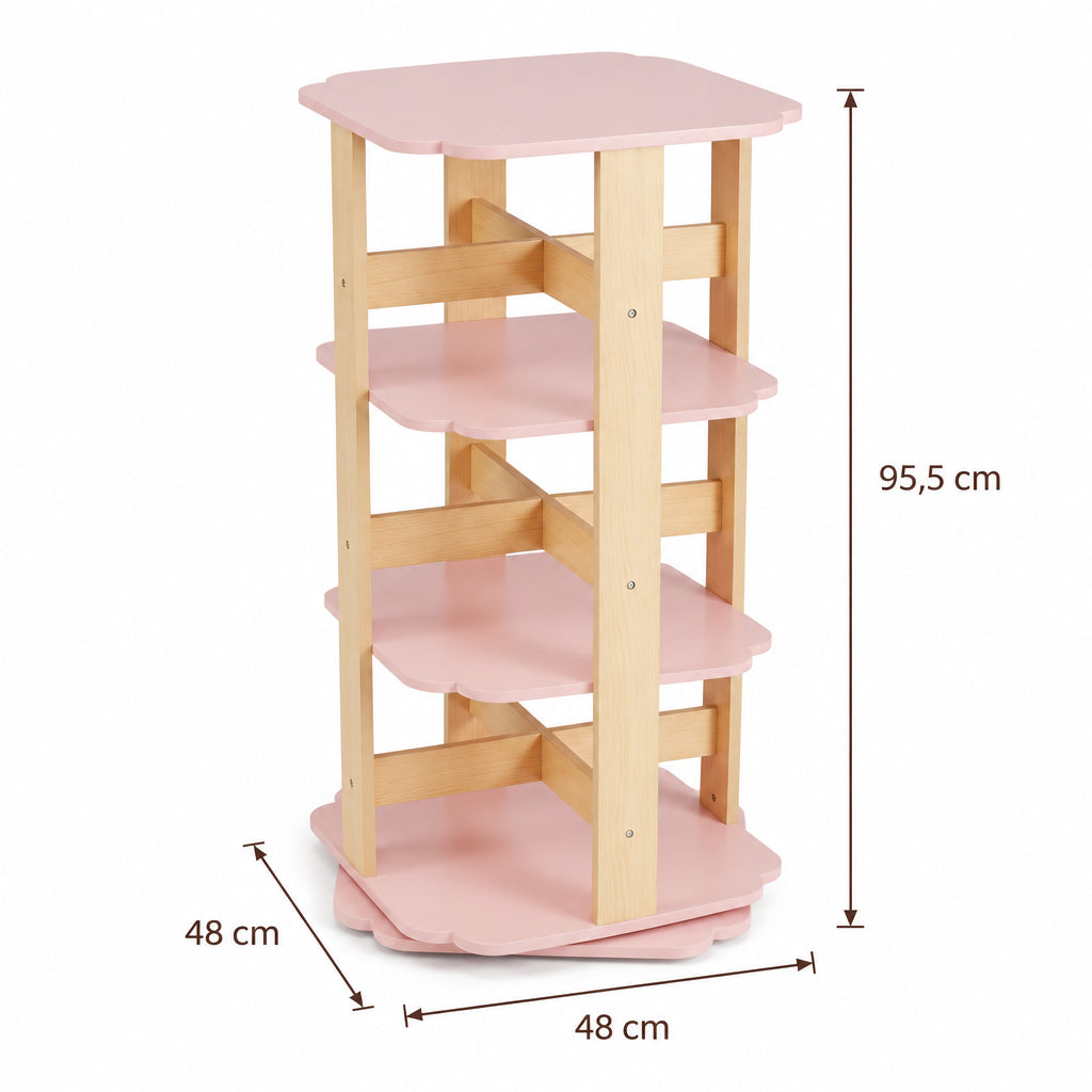 Dimensions – Bibliothèque tournante enfant rose