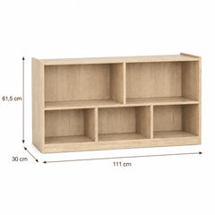 Dimensions – Bibliothèque enfant 5 compartiments naturel