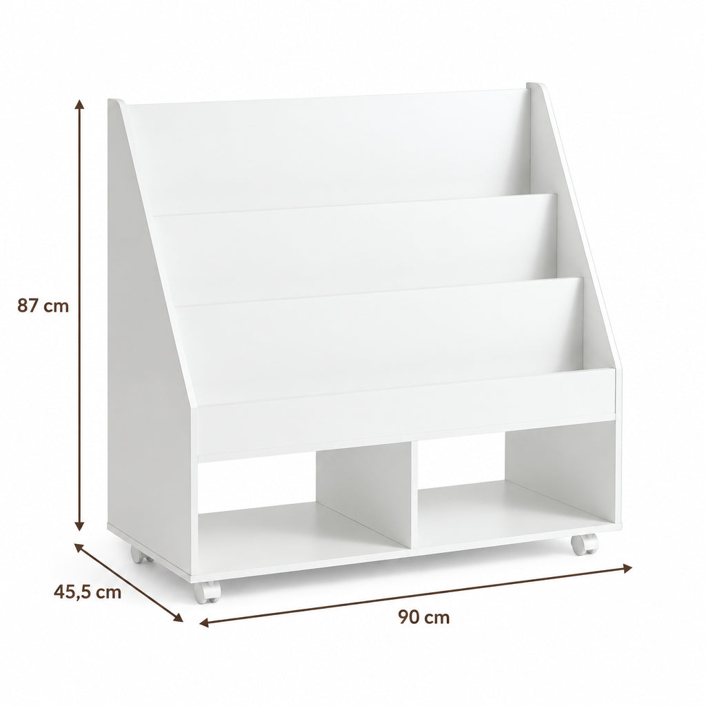 Dimensions – Bibliothèque enfant sur roulettes