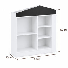 Dimensions – Bibliothèque enfant forme cabane tableau noir