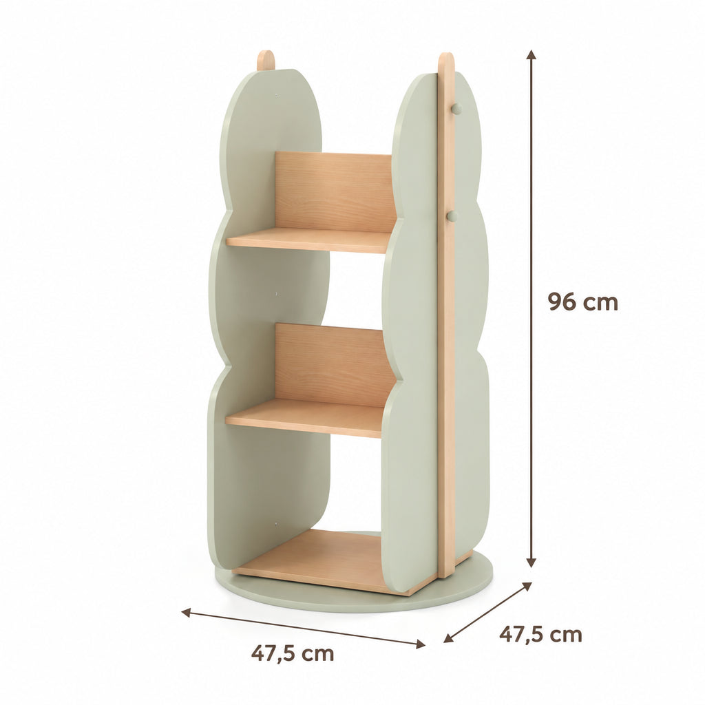Dimensions – Bibliothèque tournante enfant verte