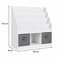 Dimensions – Bibliothèque Montessori enfant 4 niveaux blanche