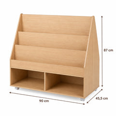 Dimensions – Bibliothèque enfant 3 niveaux naturel