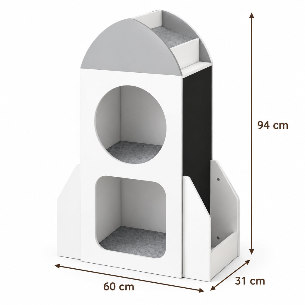 Dimensions – Bibliothèque enfant fusée blanche
