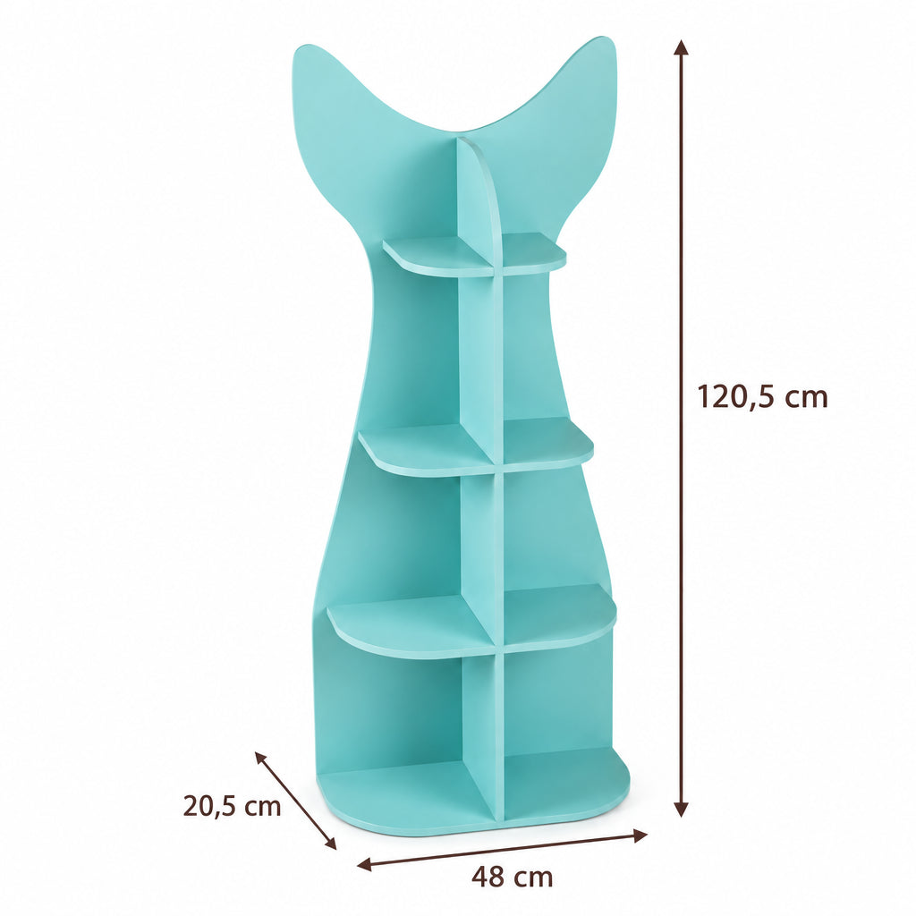 Dimensions – Bibliothèque enfant forme poisson bleue