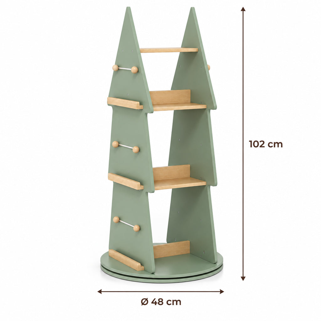 Dimensions – Bibliothèque tournante forme arbre verte