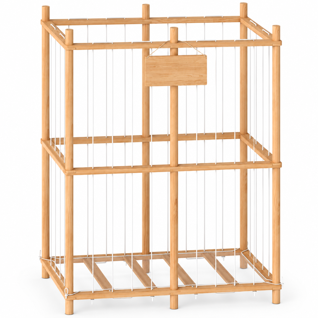 Rangement peluches enfant en bois – Cordons élastiques, naturel