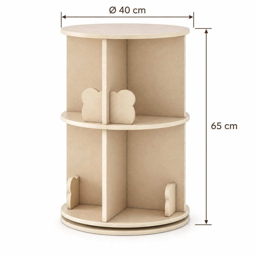 Dimensions – Bibliothèque tournante d'angle naturelle